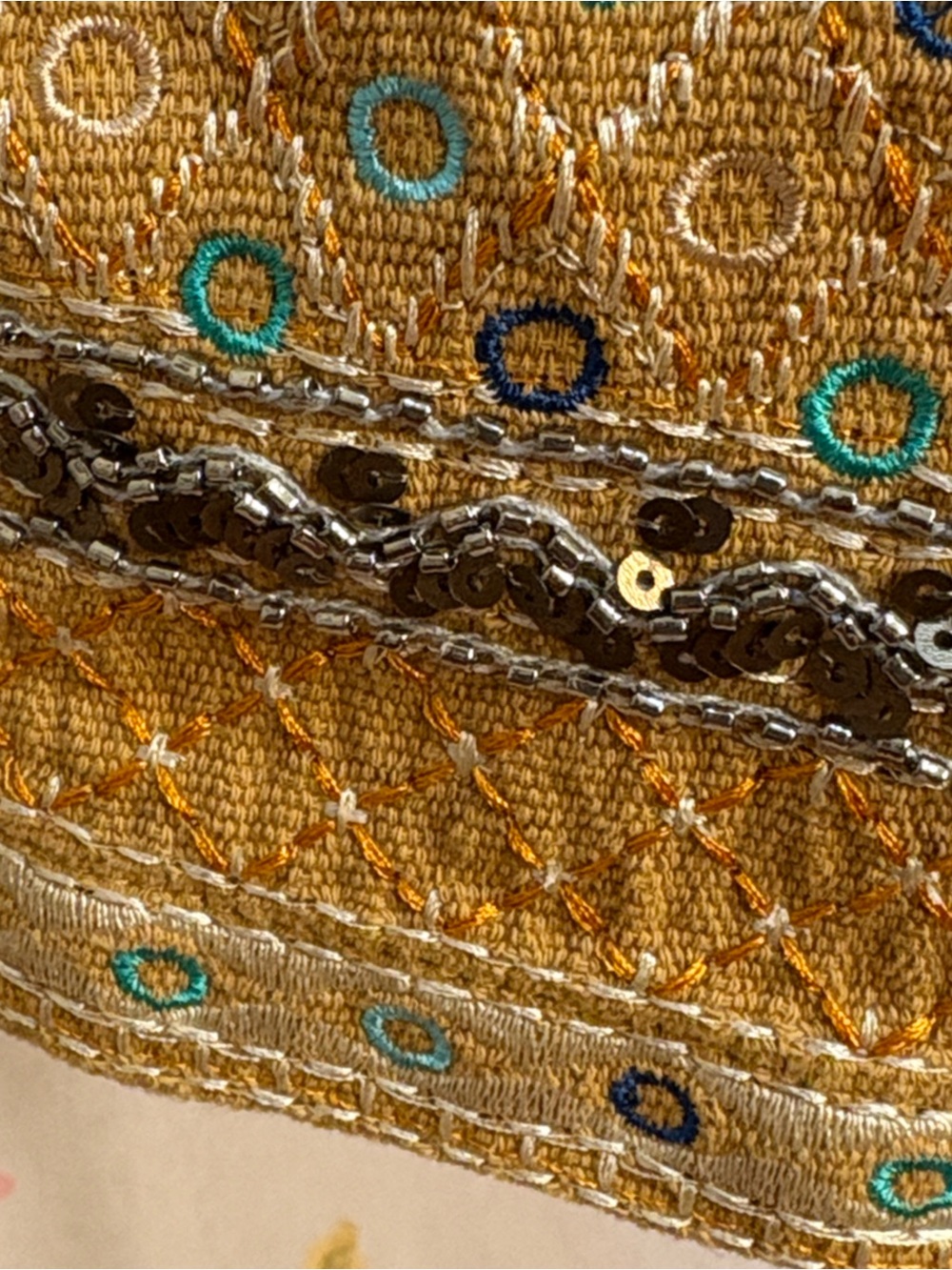 Freeway - Mustard Embroidered Shorts w/ Mirror Accents Festival Boho Glam Party - Picture 9 of 12